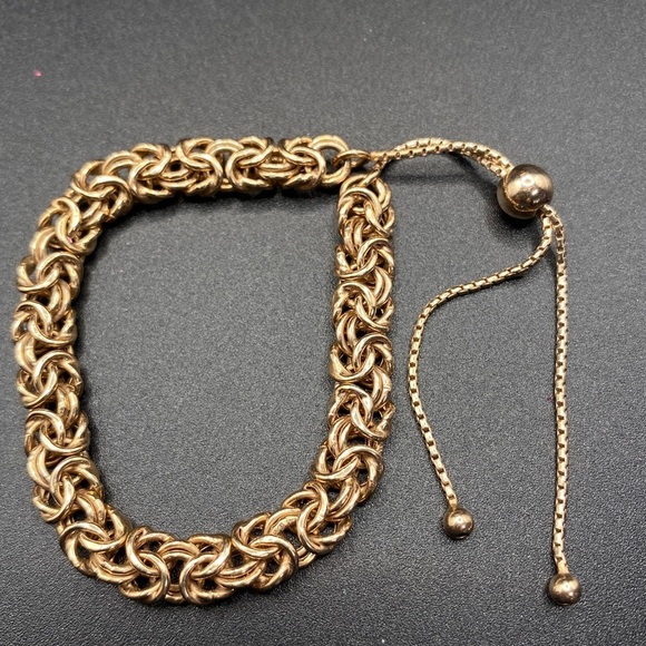 Goldtone Mesh Chain Slider Bracelet - Picture 8 of 9